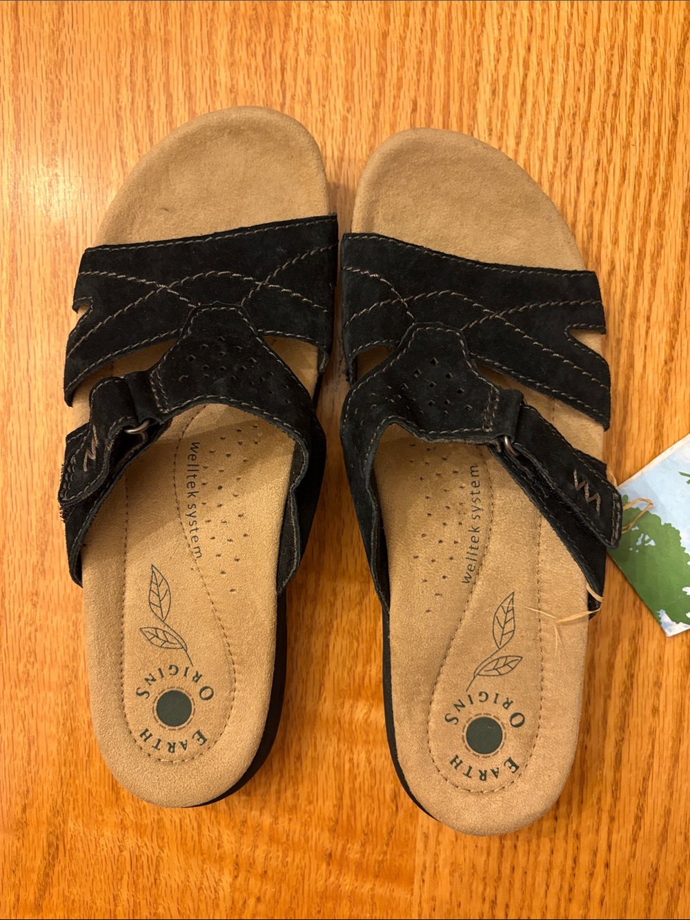 Earth Origins Black Suede Adjustable Comfort Sandals